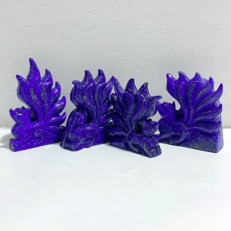 4 Pieces Lapis Lazuli Nine-tailed Fox Carving -Wholesale Crystals