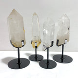 4 Pieces Large Clear Quartz Point With Rainbow Raw Bottom With Stand 3 - Wholesale Crystals