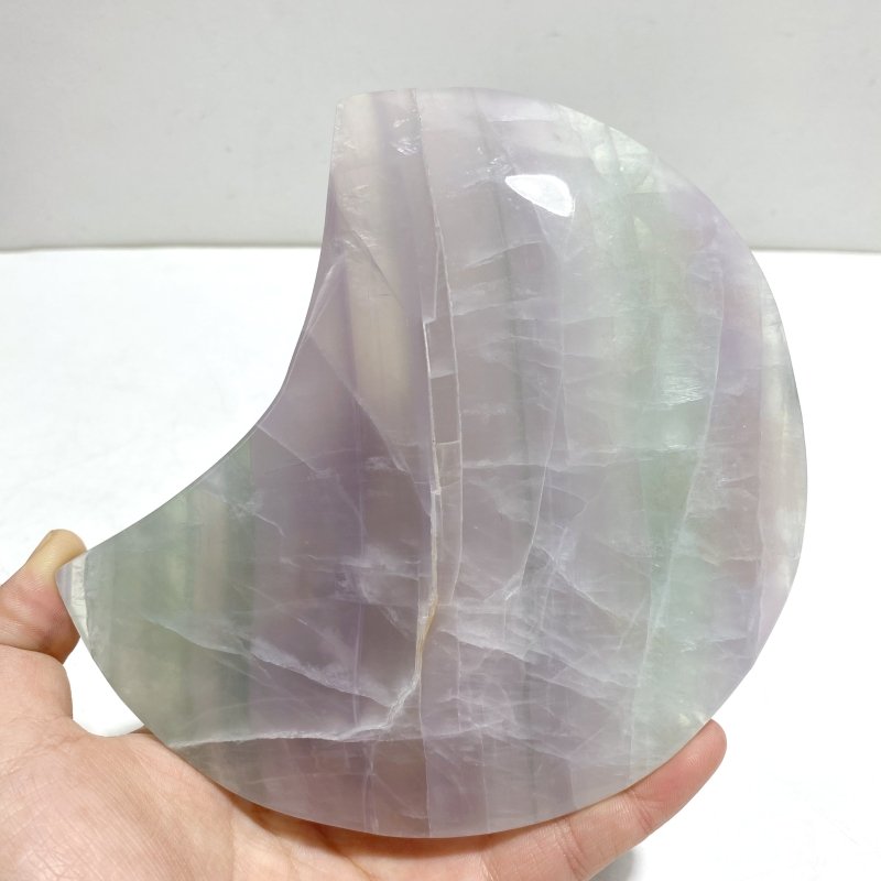 4 Pieces Large Fluorite Moon Carving With Stand - Wholesale Crystals