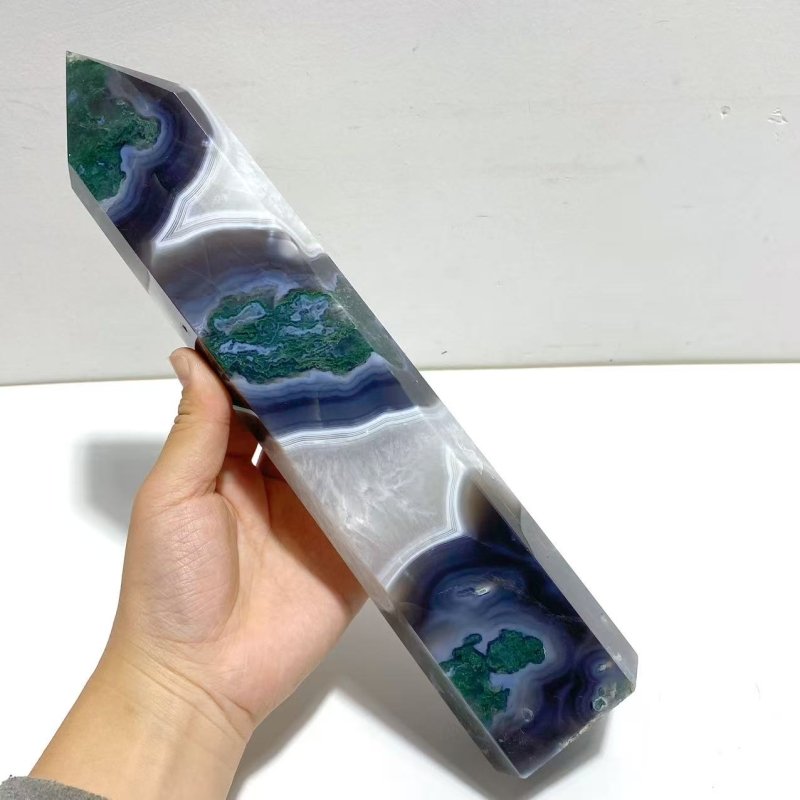 4 Pieces Large Green Moss Agate Points - Wholesale Crystals