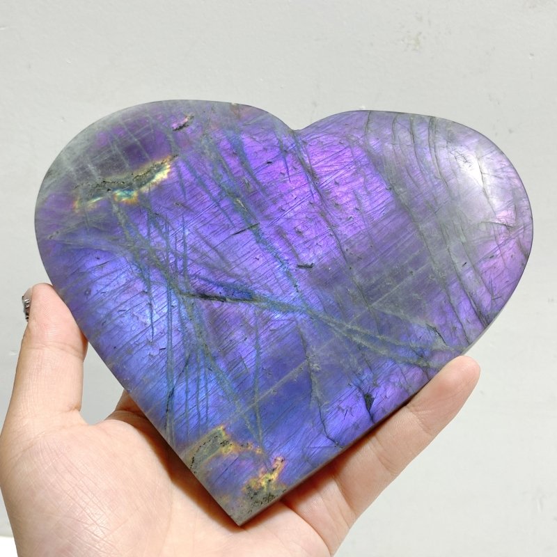 4 Pieces Large Labradorite Heart With Stand -Wholesale Crystals