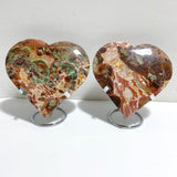 4 Pieces Large Money Agate Heart With Stand -Wholesale Crystals