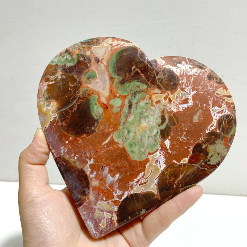 4 Pieces Large Money Agate Heart With Stand -Wholesale Crystals