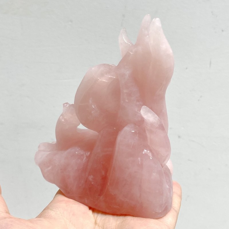4 Pieces Rose Quartz Nine-tailed fox Carving -Wholesale Crystals