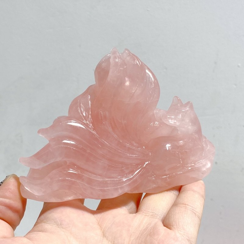 4 Pieces Rose Quartz Nine-tailed fox Carving -Wholesale Crystals