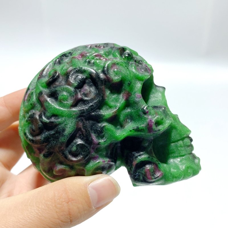 4 Pieces Ruby Zoisite Skull Carving - Wholesale Crystals
