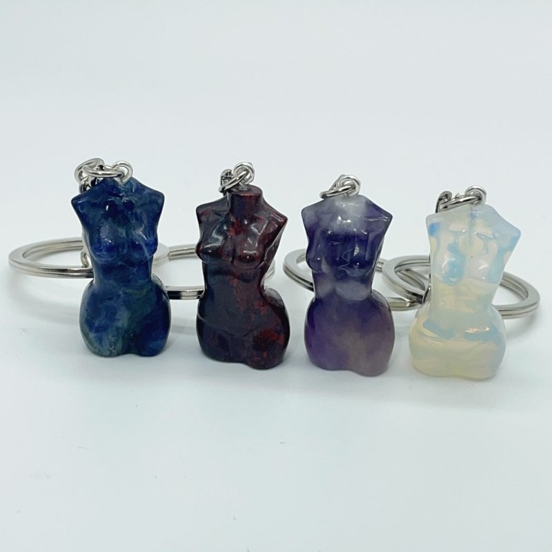 4 Types 3cm Goddess Carving Keychain Chevron Amethyst Opalite -Wholesale Crystals