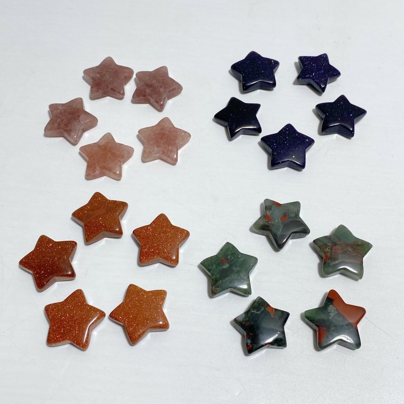 4 Types 3CM Star Carving Wholesale Africa Blood Stone Blue Sandstone -Wholesale Crystals