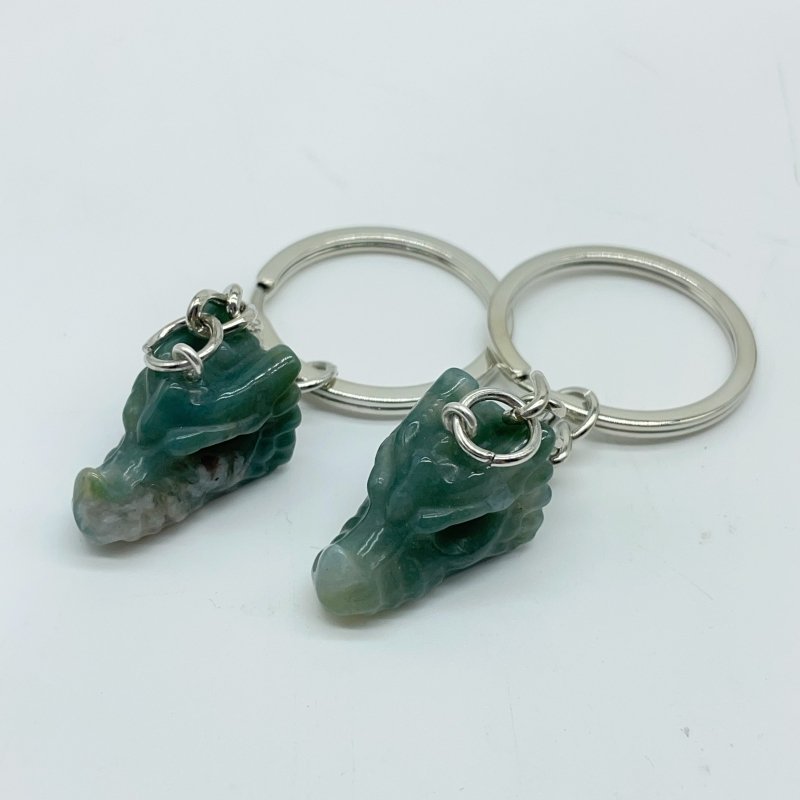 4 Types Dragon Head Crystal Keychain Carving Wholesale Green Aventurine Ocean Jasper -Wholesale Crystals
