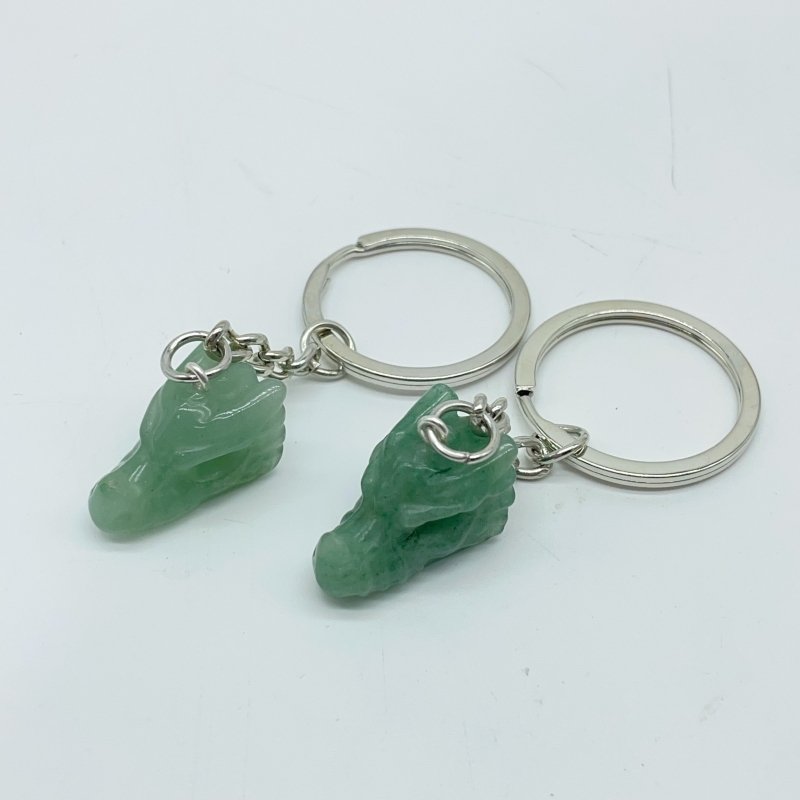 4 Types Dragon Head Crystal Keychain Carving Wholesale Green Aventurine Ocean Jasper -Wholesale Crystals
