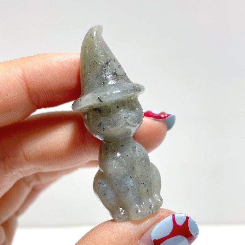 4 Types Halloween Ghost Cat Carving Wholesale Moss Agate Labradorite Yooperlite Yellow Calcite - Wholesale Crystals