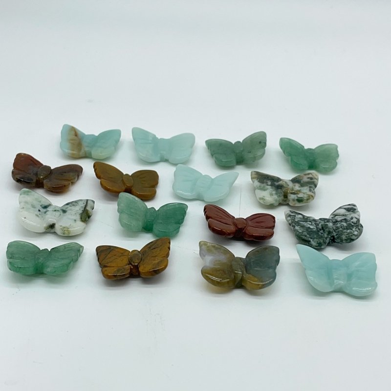 4 Types Mini Butterfly Carving Moss Agate Green Aventurine Wholesale -Wholesale Crystals