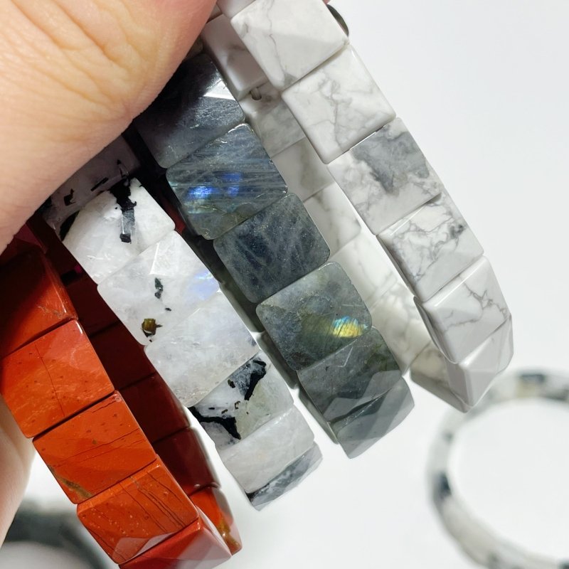 4 Types Multi - faceted Bracelet Wholesale Red Jasper Labradorite India Moonstone Howlite - Wholesale Crystals