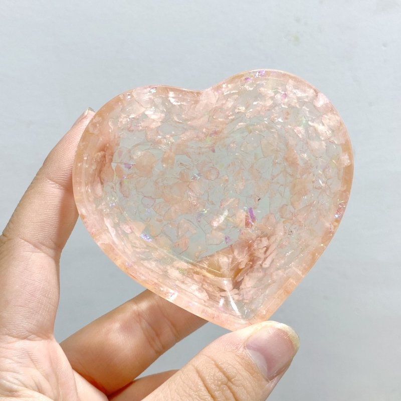 40 Pieces Different Materials Gravel Chips Mixed Heart Shape Bowl Carving - Wholesale Crystals