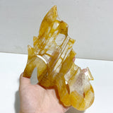 Hematoid Quartz Golden Fire Quartz Flying Dragon Carving With Stand