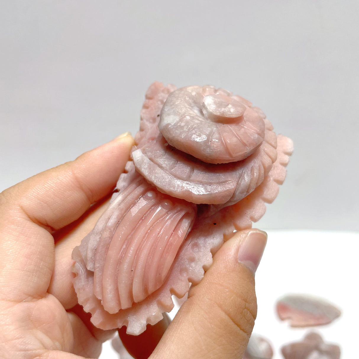 19 Pieces Pink Opal Sea Animals Carving