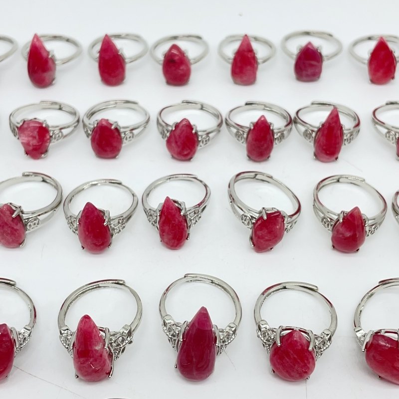 42 Pieces Pink Rhodonite Stone Different Styles Shape Ring -Wholesale Crystals