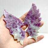 4 Pairs Spark Lepidolite Demon Angel Wing Carving With Stand
