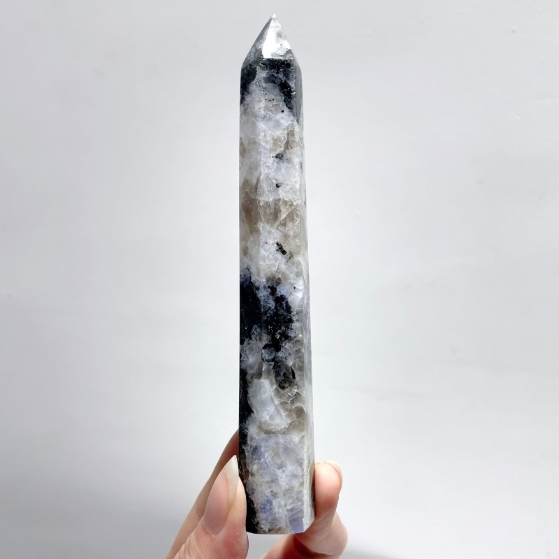 4.3 - 5.5in India Moonstone Tower Point Hexagonal Pyramid Shape Wholesale - Wholesale Crystals