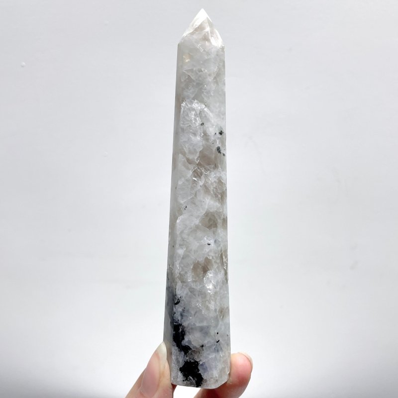 4.3 - 5.5in India Moonstone Tower Point Hexagonal Pyramid Shape Wholesale - Wholesale Crystals