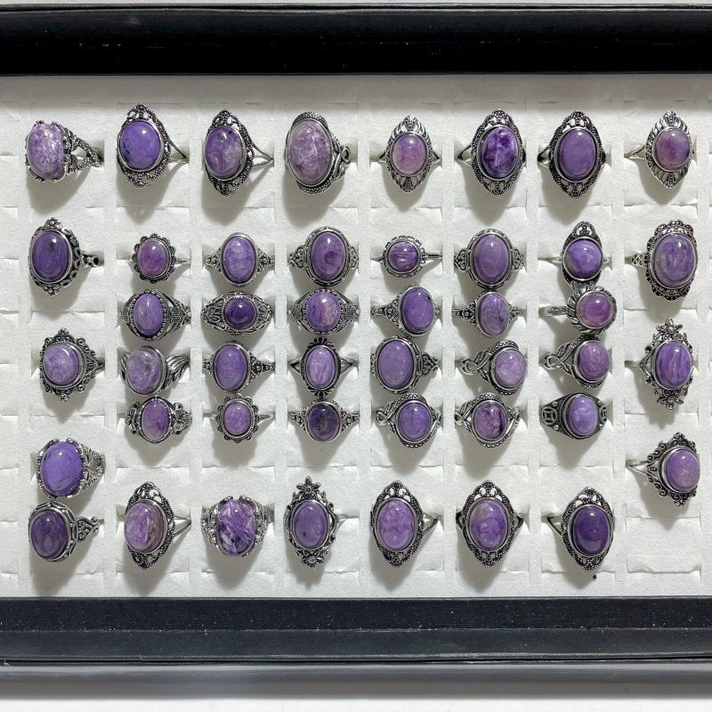 45 Pieces Charoite Different Styles Ring 3 - Wholesale Crystals