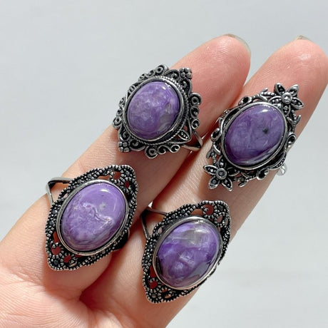 45 Pieces Charoite Different Styles Ring 3 - Wholesale Crystals
