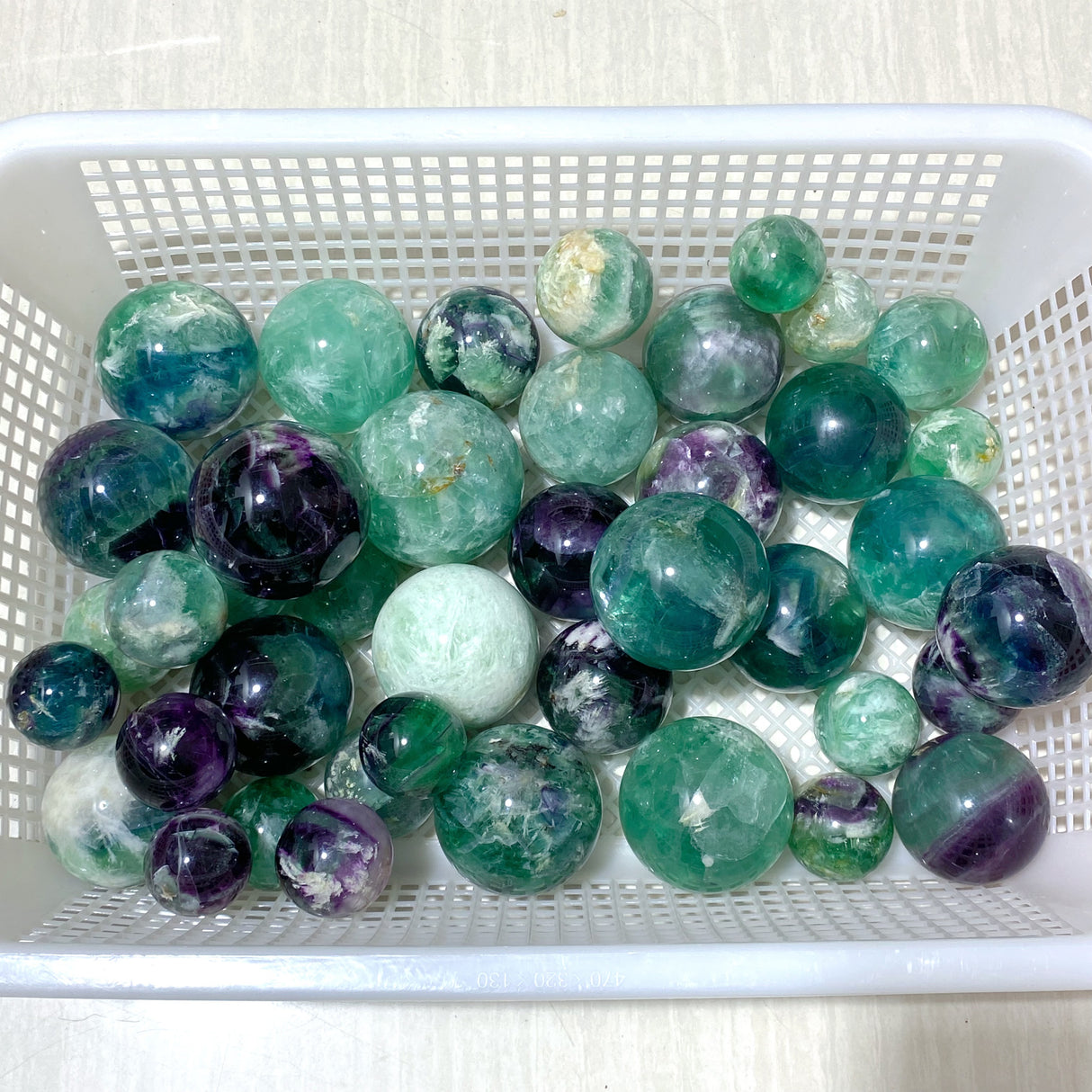 42 Pieces Beautiful Feather Fluorite Sphere Balls