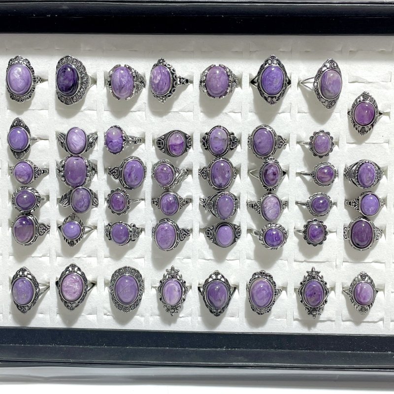 47 Pieces Charoite Different Styles Ring 2 - Wholesale Crystals