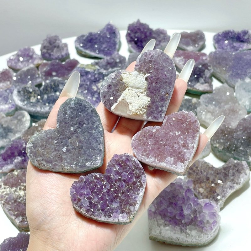 49 Pieces Beautiful Amethyst Cluster Heart - Wholesale Crystals