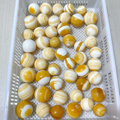 49 Pieces Stripe Yellow Calcite Spheres (Sea Freight Only) -Wholesale Crystals