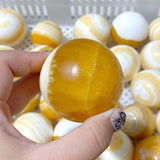 49 Pieces Stripe Yellow Calcite Spheres (Sea Freight Only) -Wholesale Crystals