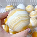 49 Pieces Stripe Yellow Calcite Spheres (Sea Freight Only) -Wholesale Crystals