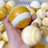 49 Pieces Stripe Yellow Calcite Spheres (Sea Freight Only) -Wholesale Crystals