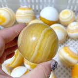 49 Pieces Stripe Yellow Calcite Spheres (Sea Freight Only) -Wholesale Crystals