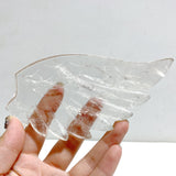 Clear Quartz Heart Wing Carving With Stand