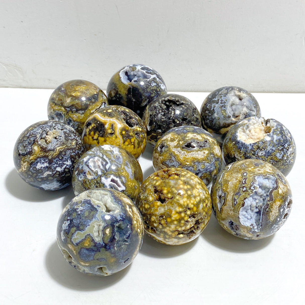 12 Pieces Geode Druzy 8th Vein Ocean Jasper Spheres