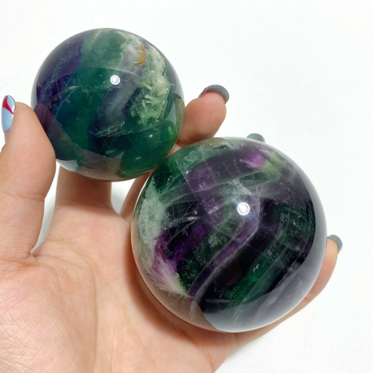 42 Pieces Beautiful Feather Fluorite Sphere Balls