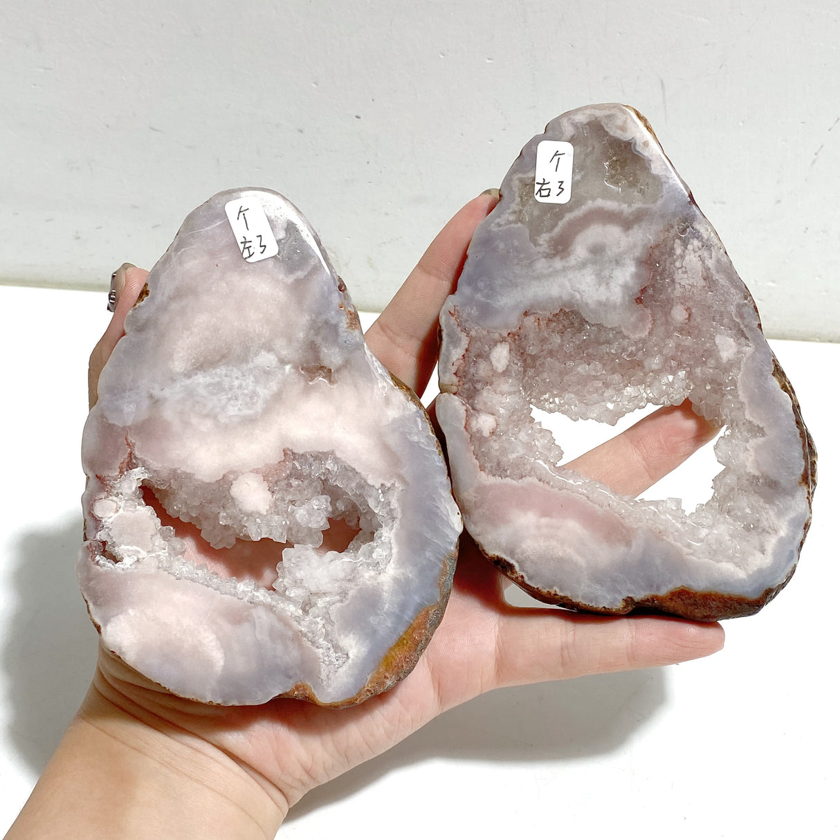 Geode Pink Amethyst Slab Butterfly Wing Carving With Stand