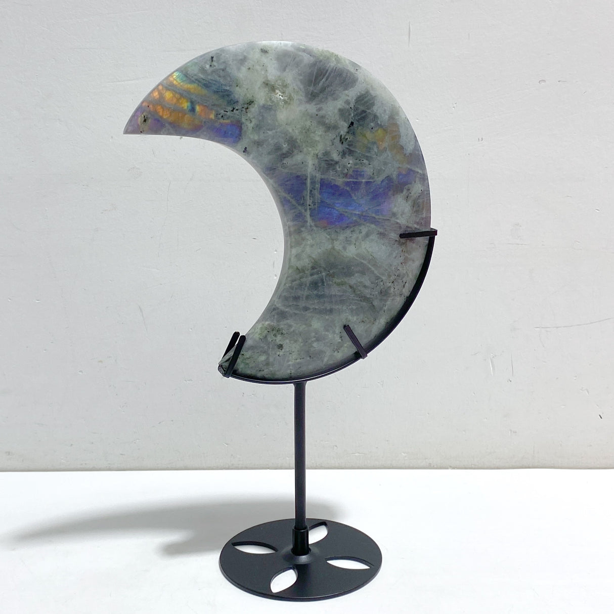 3 Pieces Beautiful Labradorite Moon Carving With Stand