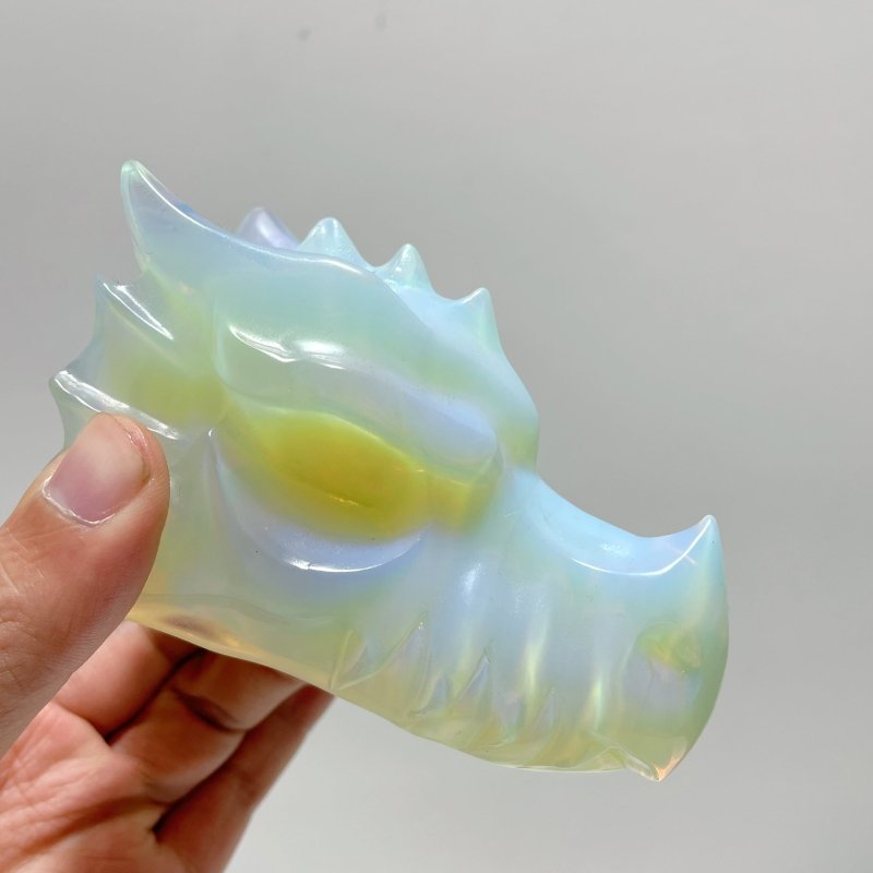 4in White Opalite Dragon Head Carving Wholesale - Wholesale Crystals