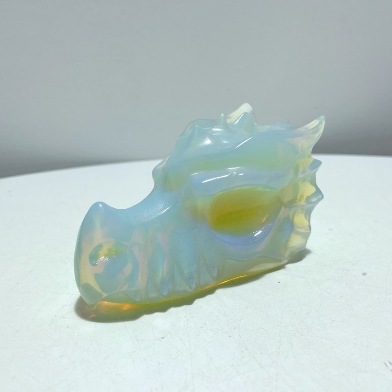 4in White Opalite Dragon Head Carving Wholesale - Wholesale Crystals