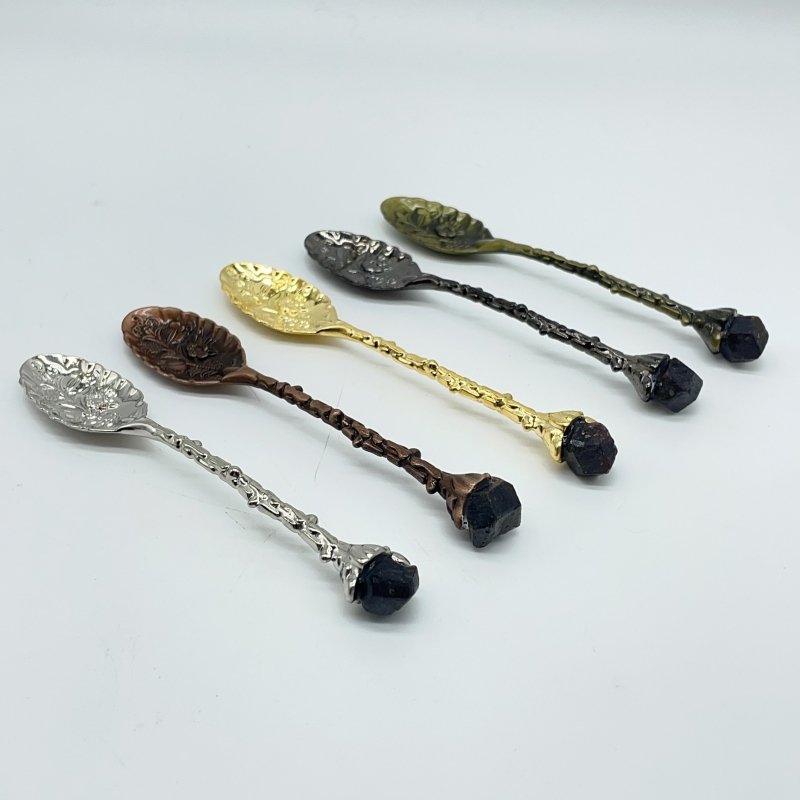 5 Colors Coffee Spoon With Garnet Raw Stone Wholesale -Wholesale Crystals