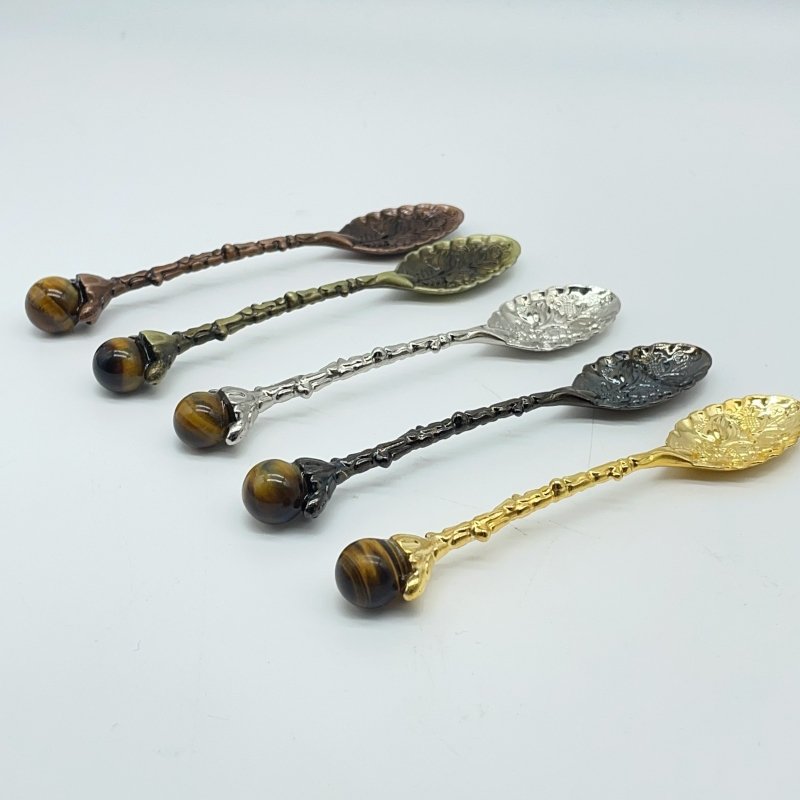 5 Colors Coffee Spoon With Tiger Eye Sphere Wholesale -Wholesale Crystals