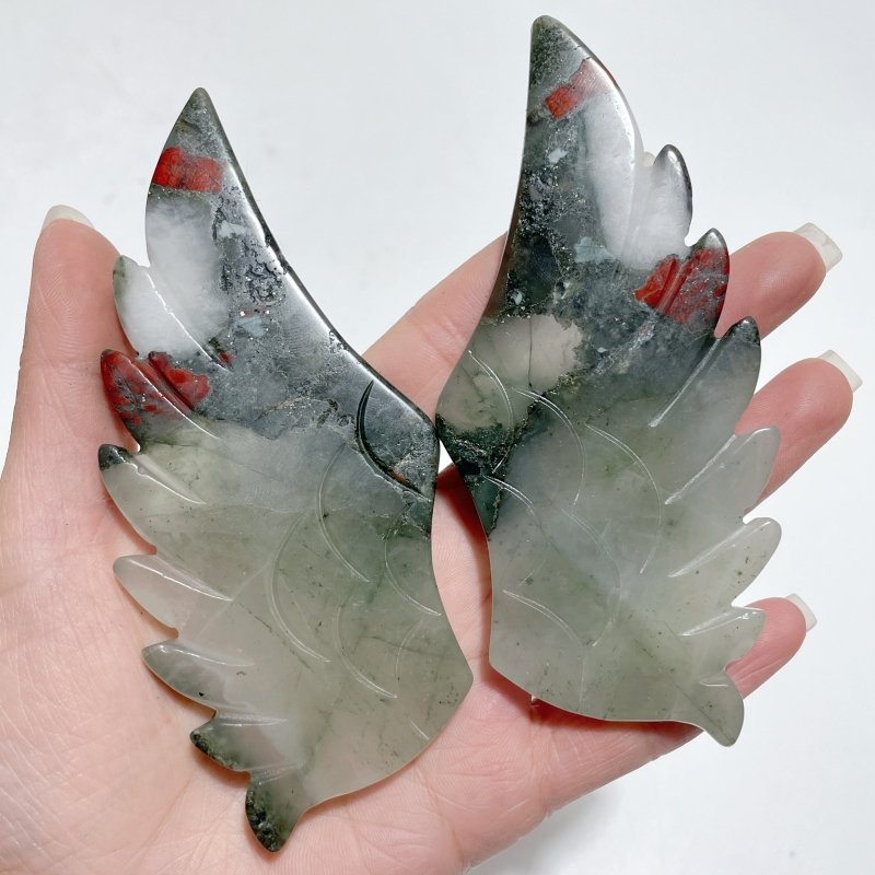 5 Pairs Africa Blood Stone Pegasus Wing Carving With Stand - Wholesale Crystals