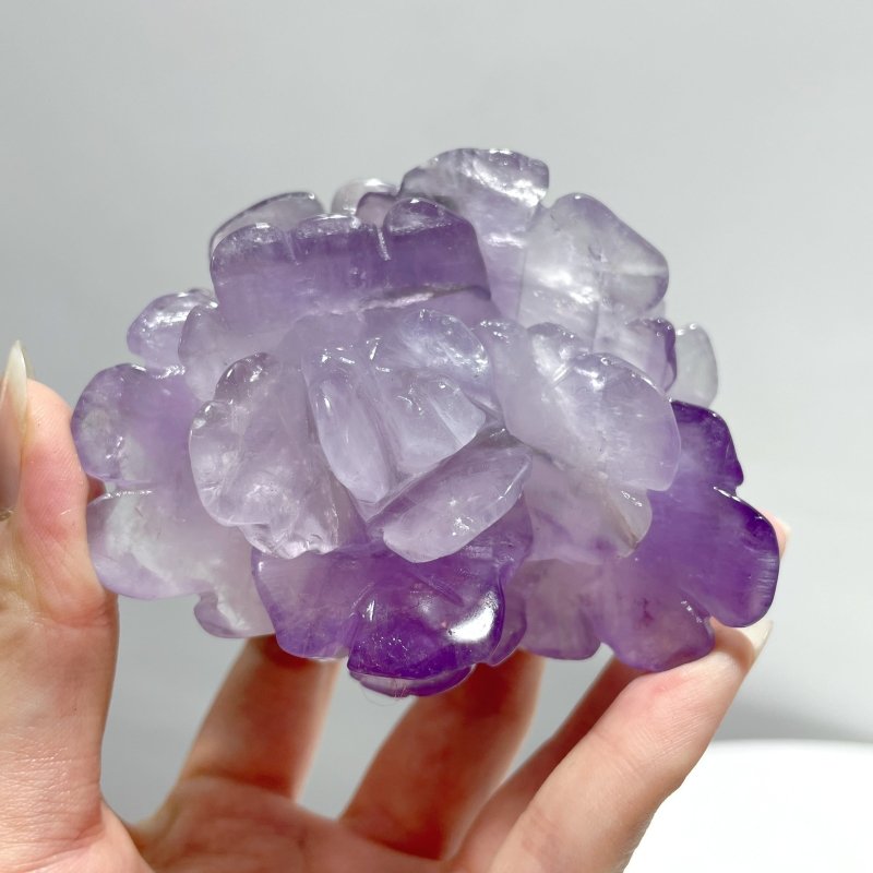 5 Pairs Beautiful Amethyst Flower Carving With Stand - Wholesale Crystals