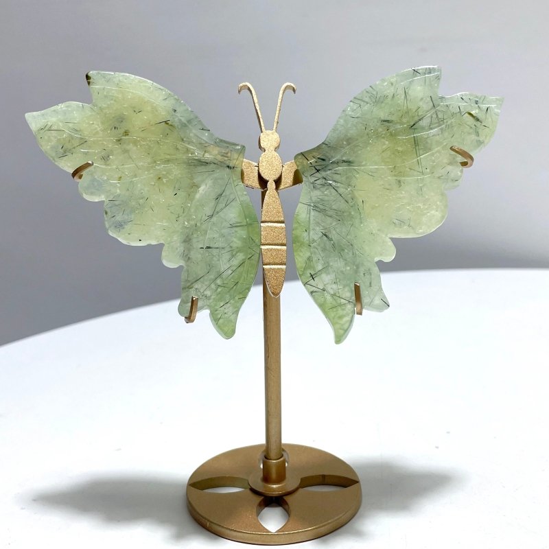 5 Pairs Beautiful Prehnite Butterfly Wing With Stand - Wholesale Crystals