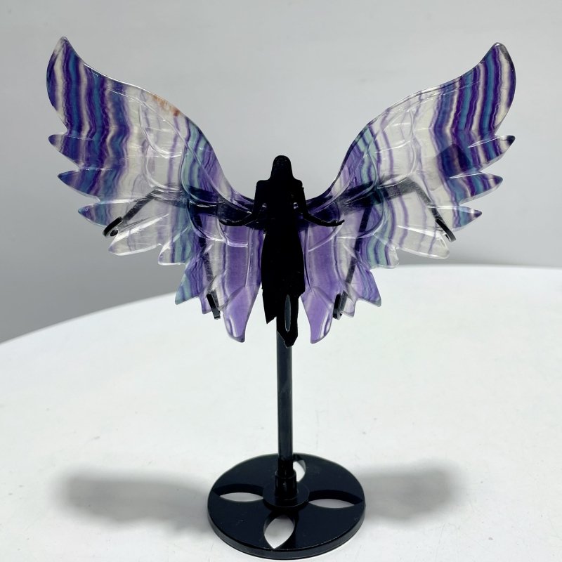 5 Pairs Rainbow Symmetry Fluorite Angel Wing With Stand - Wholesale Crystals