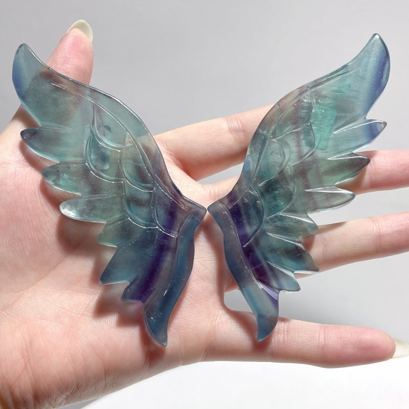 5 Pairs Rainbow Symmetry Fluorite Angel Wing With Stand - Wholesale Crystals