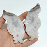 5 Pairs Sakura Flower Agate Butterfly Wing Carving With Stand - Wholesale Crystals