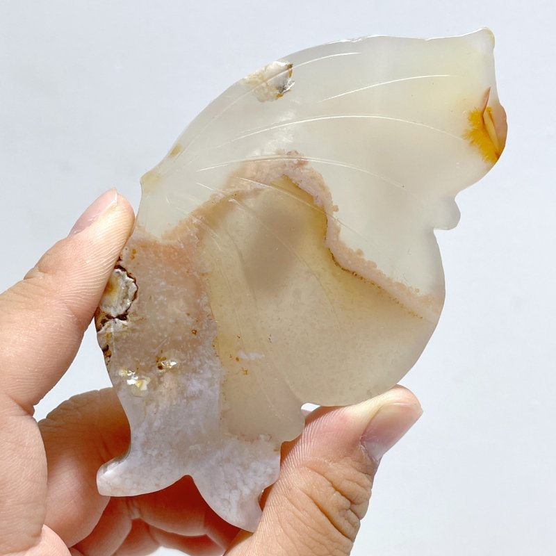 5 Pairs Sakura Flower Agate Butterfly Wing Carving With Stand - Wholesale Crystals